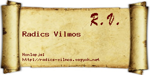 Radics Vilmos névjegykártya